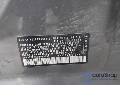 2023 Volkswagen Jetta Gli 2.0T Autobahn из США, поврежденный, VIN 3VW2T7BU0PM039085